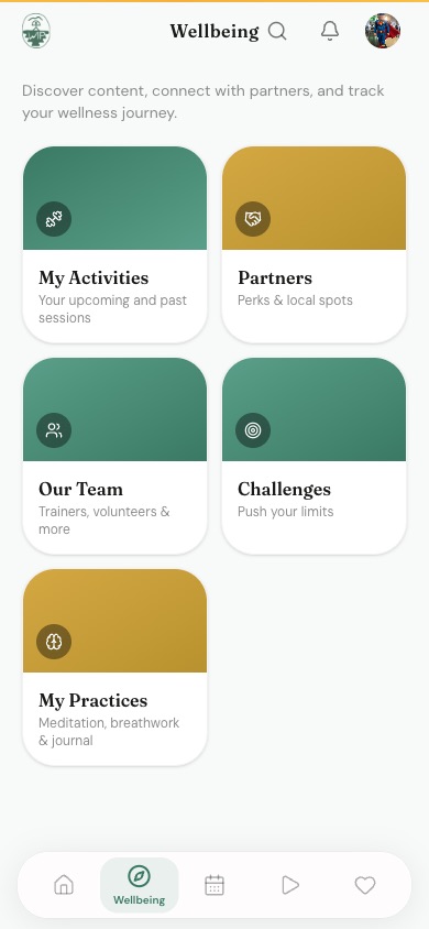 Bienestar · actividades, colaboradores, equipo, retos
